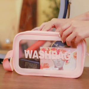 Clear Cosmetic Travel Wash Bag  -Small (Pink)
