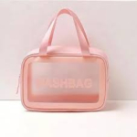 Clear Cosmetic Travel Wash Bag -Large (Pink)