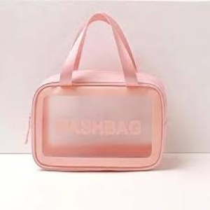 Clear Cosmetic Travel Wash Bag -Large (Pink)