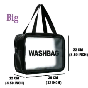 Clear Cosmetic Travel Wash Bag -Large (Black)