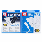 Y-73 15W Dual Port Fast Car Charger With Micro Cable