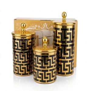 3 Pcs Candy Airtight Storage Jars - Round Black Tint