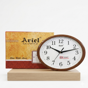 Ariel Round Wood-Style Wall Clock - A951