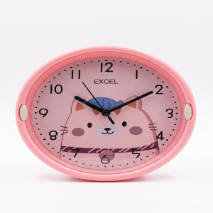 Excel Childrens Pink Cat Wall Clock - 645-13